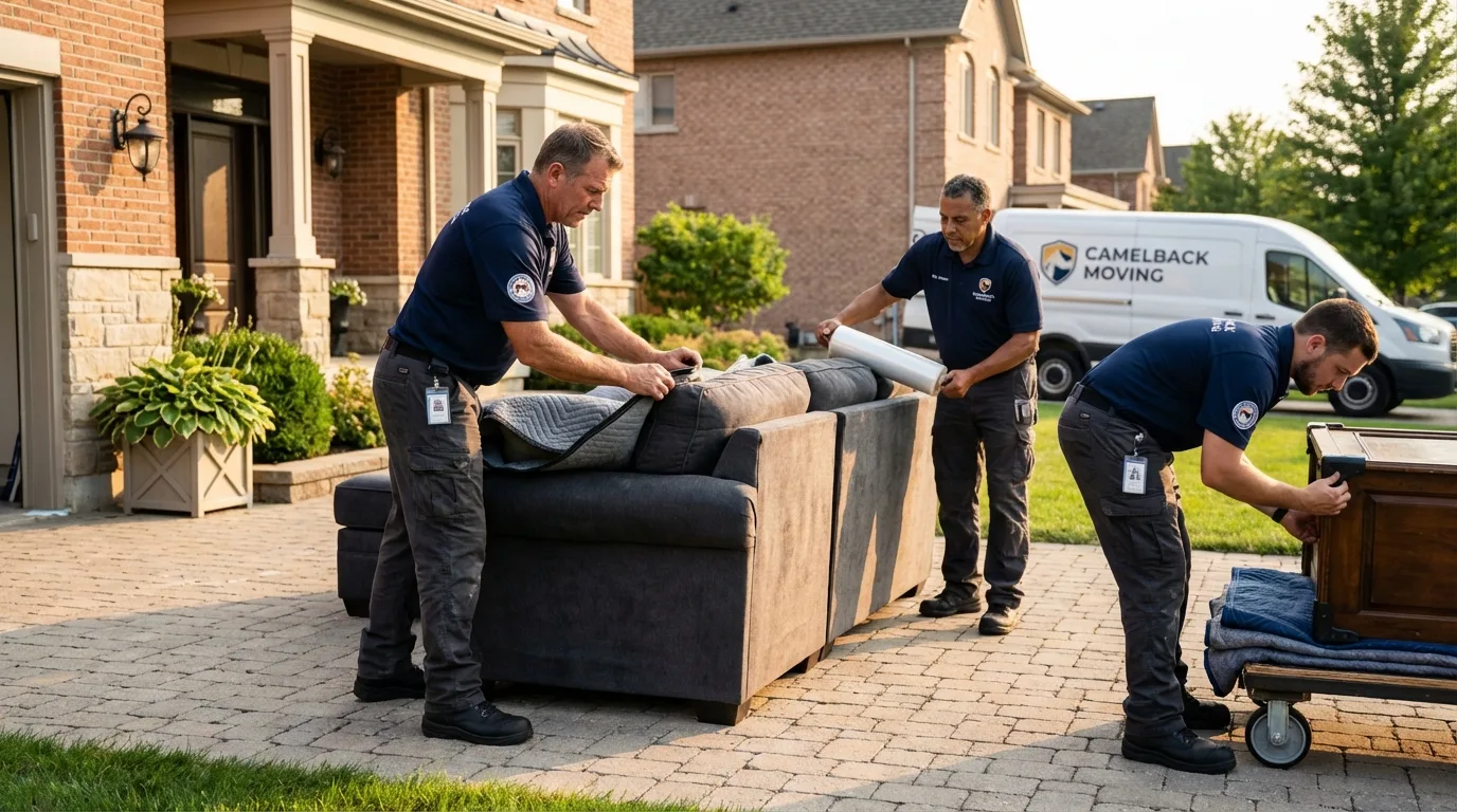 Large estate moving crew wrapping furniture in Daly City, CA
